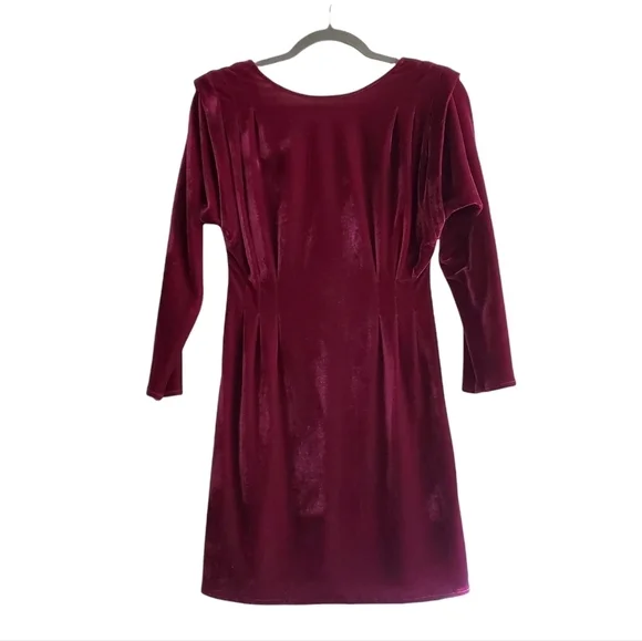 Tularosa Purple Velour Long Sleeve Puff Sleeve Mini Dress